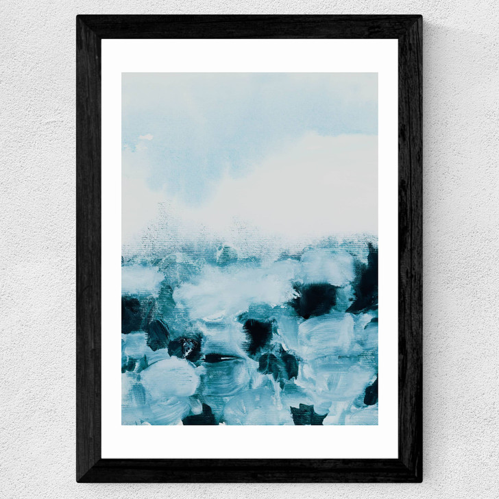 Blue Landscape Wide Black Frame