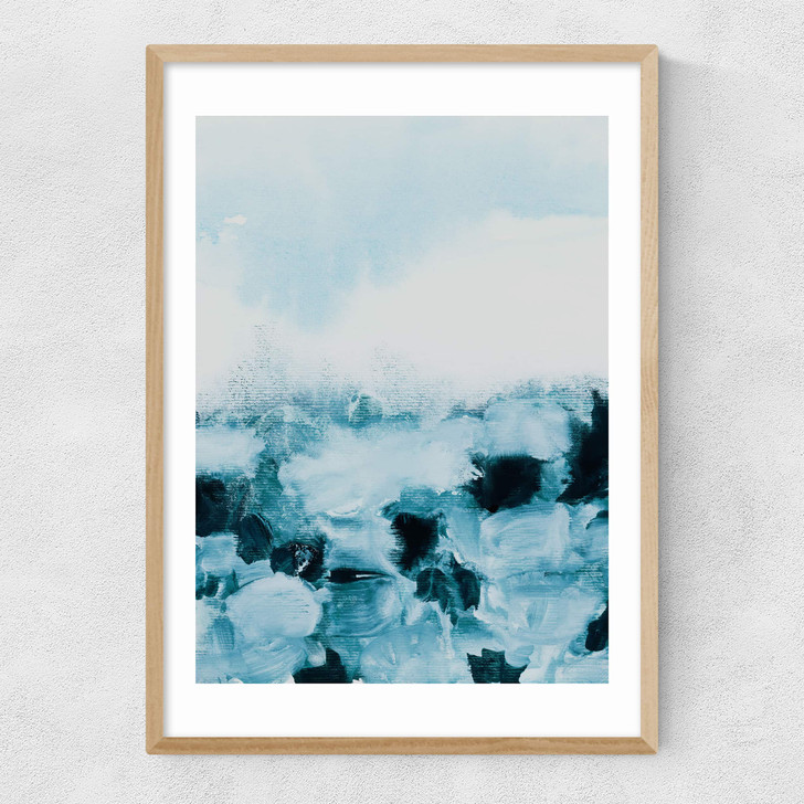 Blue Landscape Narrow Oak Frame
