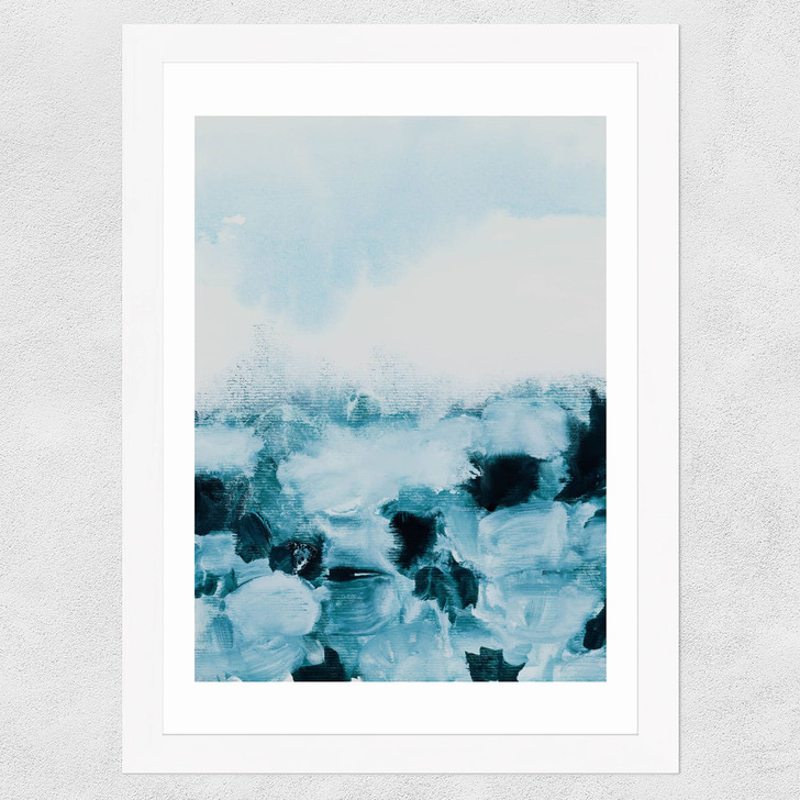 Blue Landscape Wide White Frame