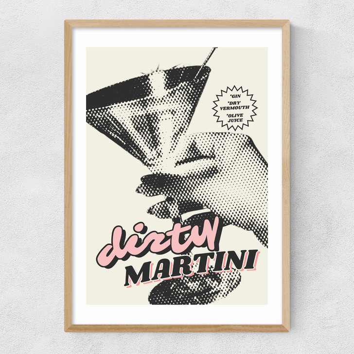 Retro Dirty Martini Narrow Oak Frame Retro Dirty Martini Narrow Oak Frame