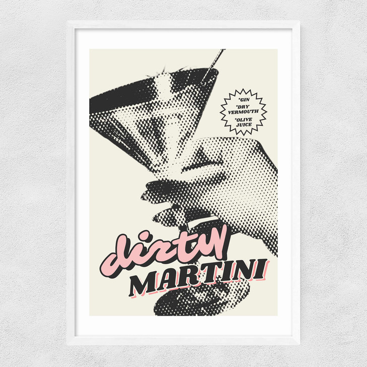 Retro Dirty Martini Narrow White Frame Retro Dirty Martini Narrow White Frame