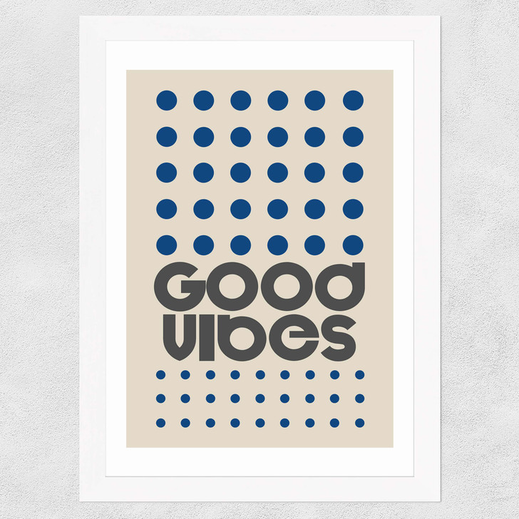 Good Vibes (Blue) Wide White Frame Good Vibes (Blue) Wide White Frame