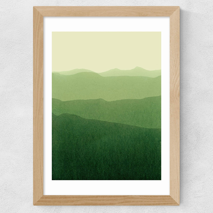 Gradient Landscape Green Wide Oak Frame Gradient Landscape Green Wide Oak Frame