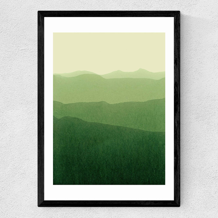 Gradient Landscape Green Medium Black Frame