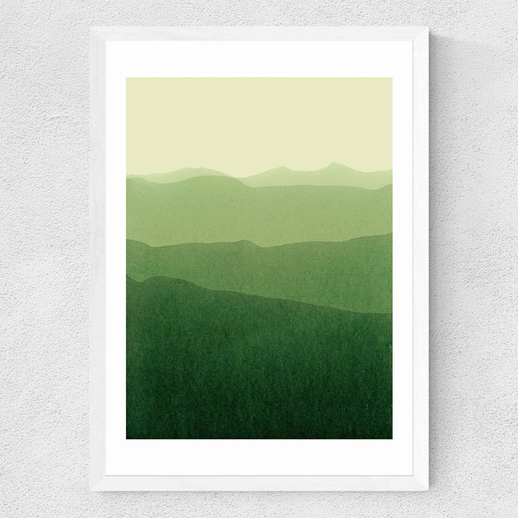 Gradient Landscape Green Medium White Frame