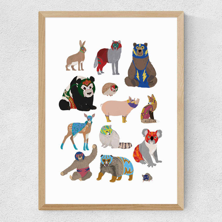 Mexican Wrestling Medium Oak Frame Mexican Wrestling Medium Oak Frame