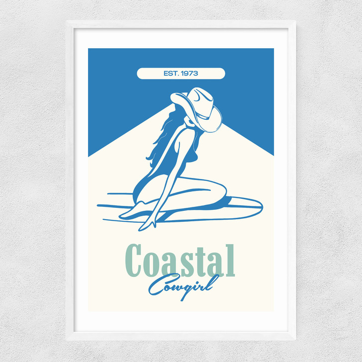 Coastal Cowgirl Blue Narrow White Frame Coastal Cowgirl Blue Narrow White Frame