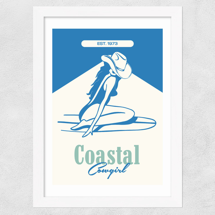 Coastal Cowgirl Blue Wide White Frame Coastal Cowgirl Blue Wide White Frame