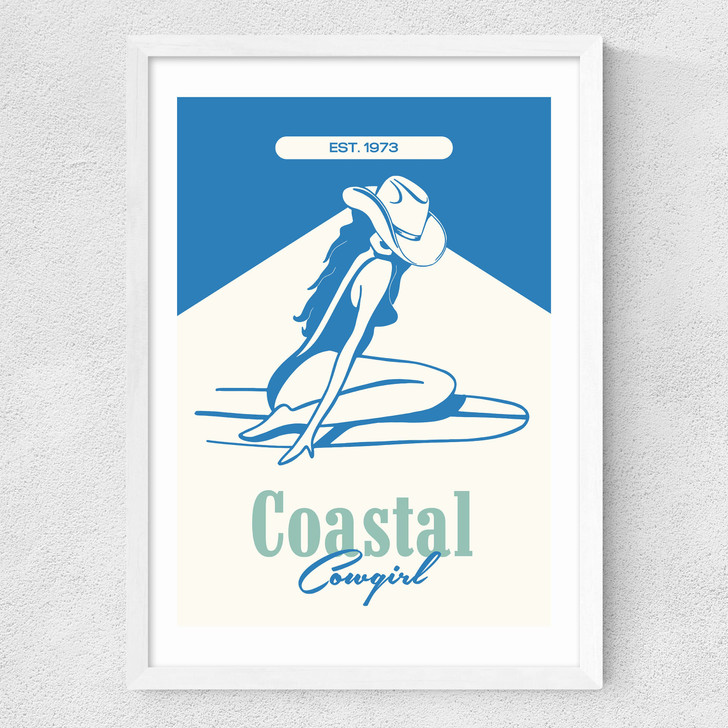 Coastal Cowgirl Blue Medium White Frame