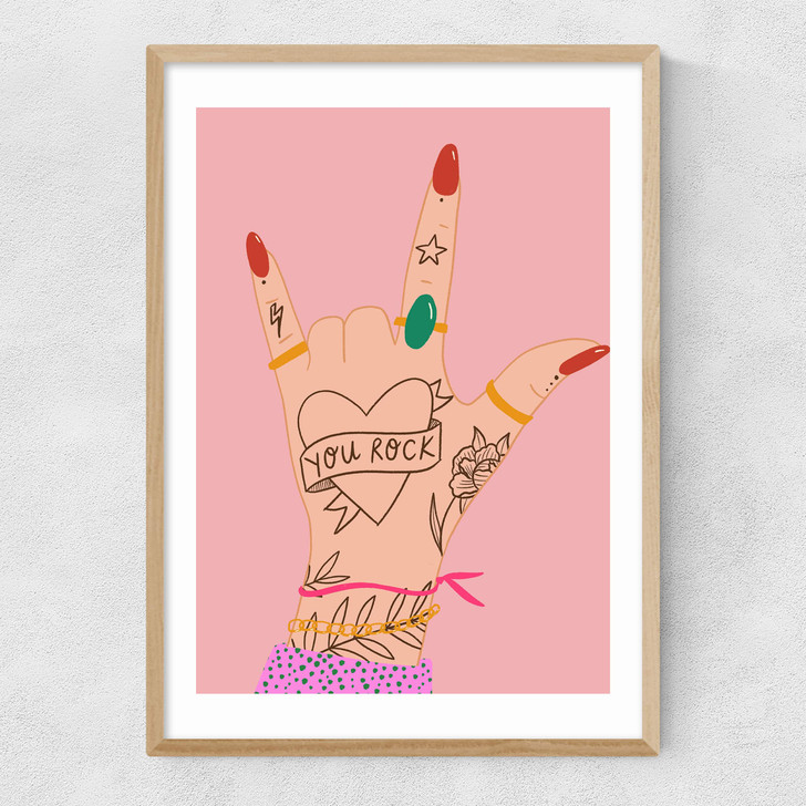 You Rock by Emmy Lupin Studio Narrow Oak Frame