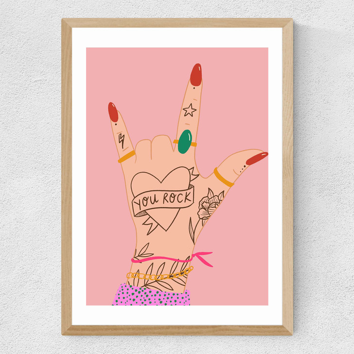 You Rock by Emmy Lupin Studio Medium Oak Frame