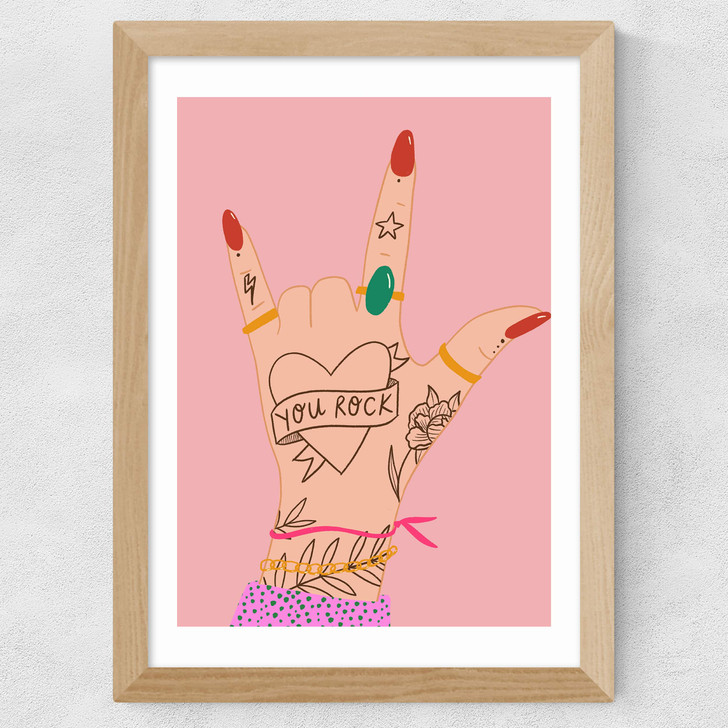 You Rock by Emmy Lupin Studio Wide Oak Frame