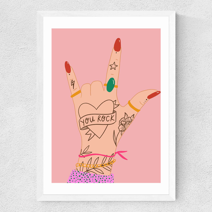 You Rock by Emmy Lupin Studio Medium White Frame