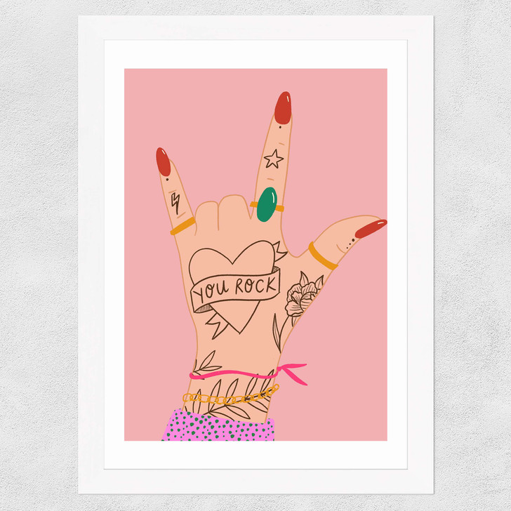 You Rock by Emmy Lupin Studio Wide White Frame