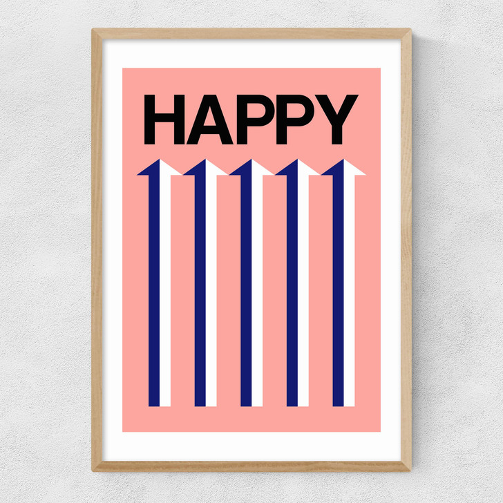 Happy Pink Narrow Oak Frame Happy Pink Narrow Oak Frame
