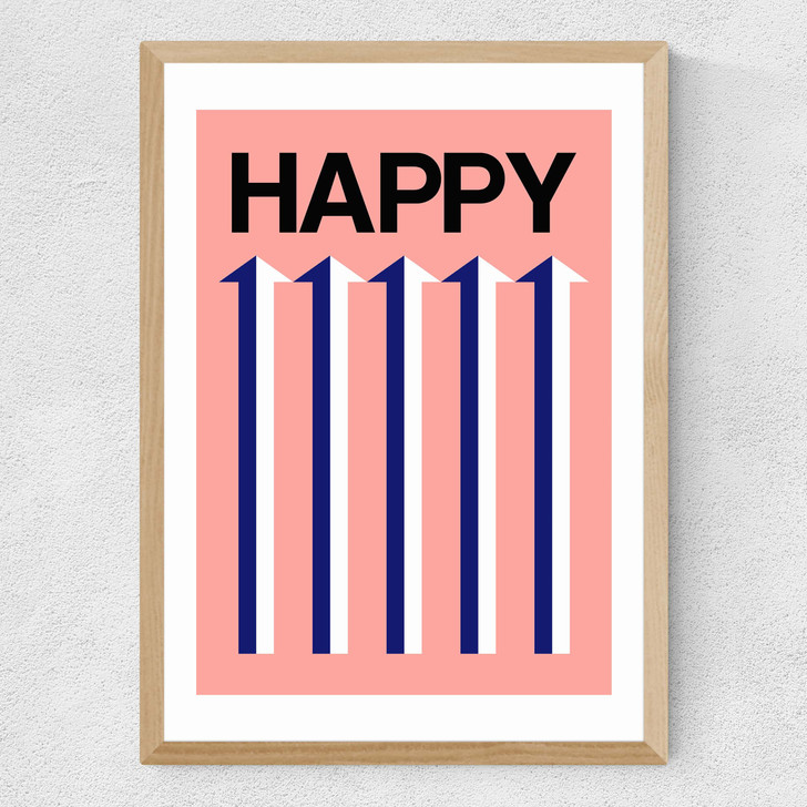 Happy Pink Medium Oak Frame Happy Pink Medium Oak Frame