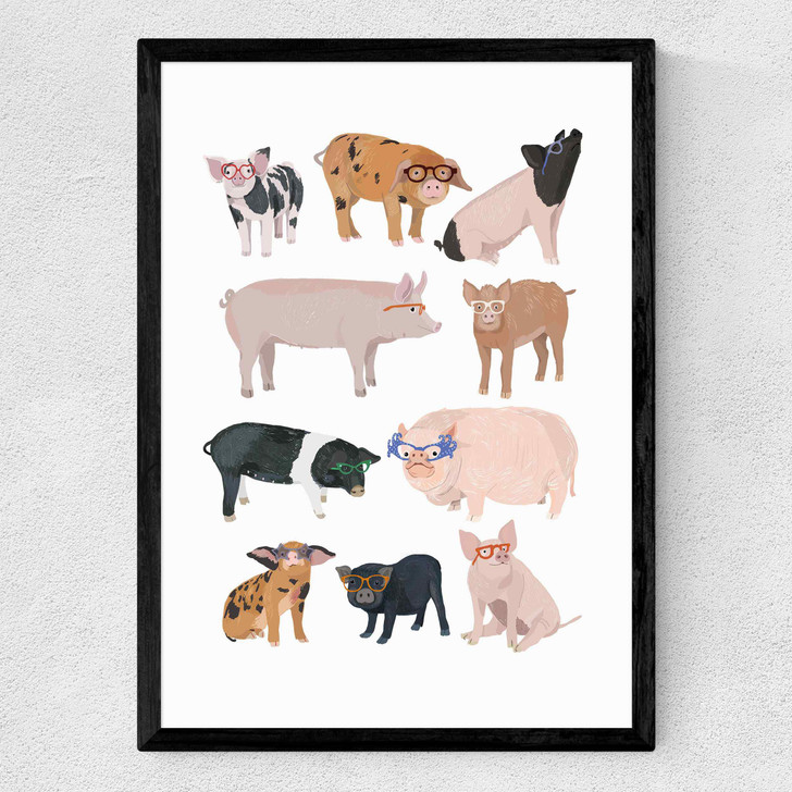 Pigs in Glasses Medium Black Frame