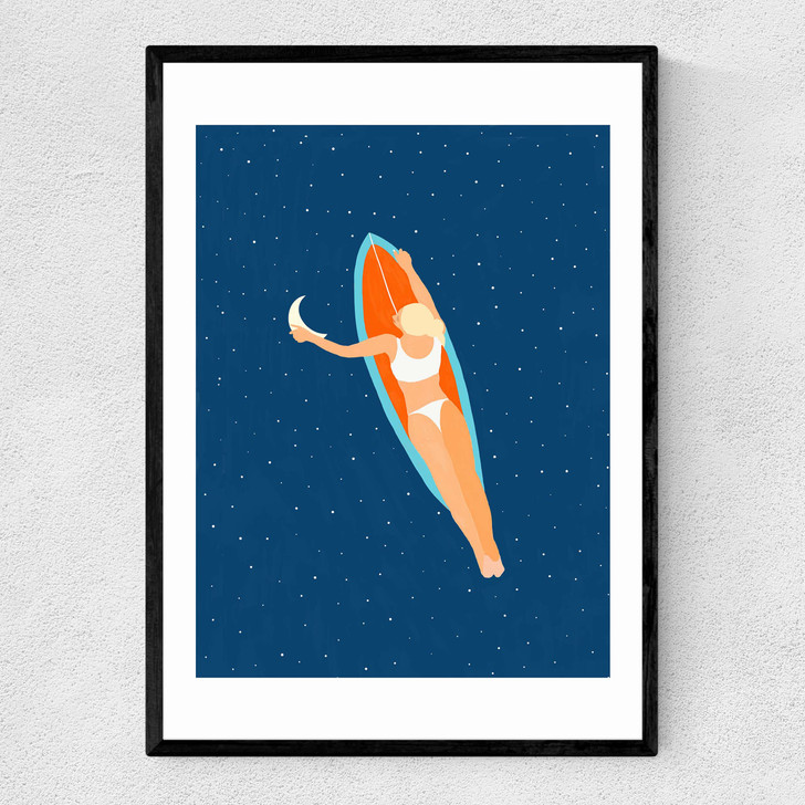 Moon Surfing Narrow Black Frame Moon Surfing Narrow Black Frame