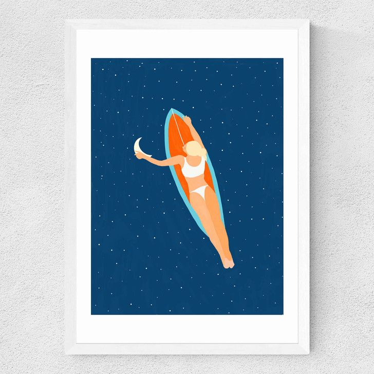 Moon Surfing Medium White Frame Moon Surfing Medium White Frame