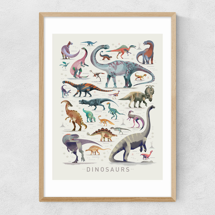 Dinosaurs by Dieter Braun Narrow Oak Frame Dinosaurs by Dieter Braun Narrow Oak Frame