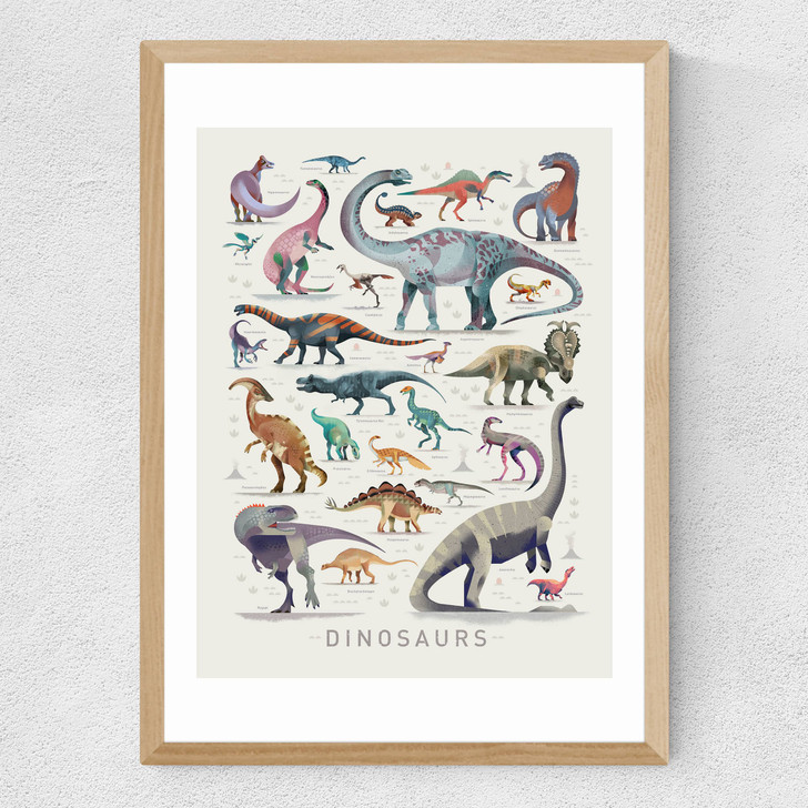 Dinosaurs by Dieter Braun Medium Oak Frame Dinosaurs by Dieter Braun Medium Oak Frame