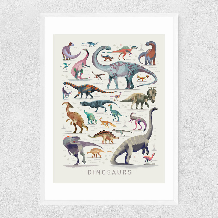 Dinosaurs by Dieter Braun Narrow White Frame