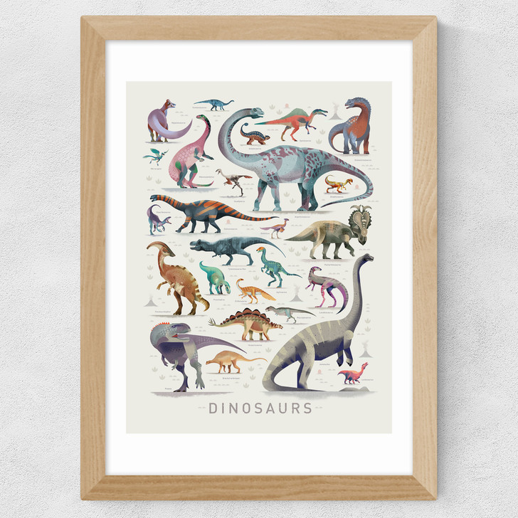 Dinosaurs by Dieter Braun Wide Oak Frame