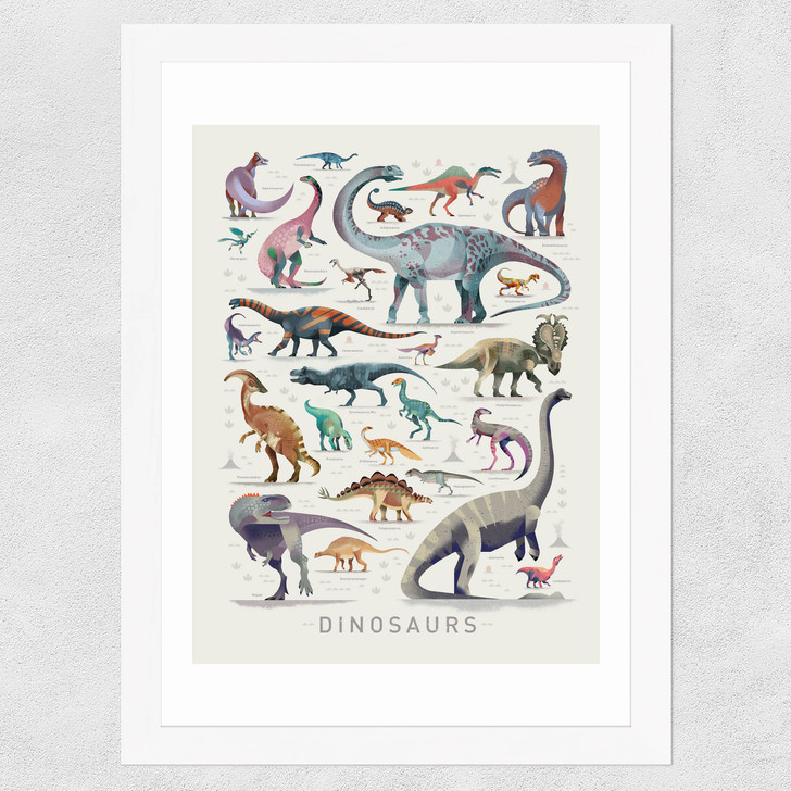 Dinosaurs by Dieter Braun Wide White Frame