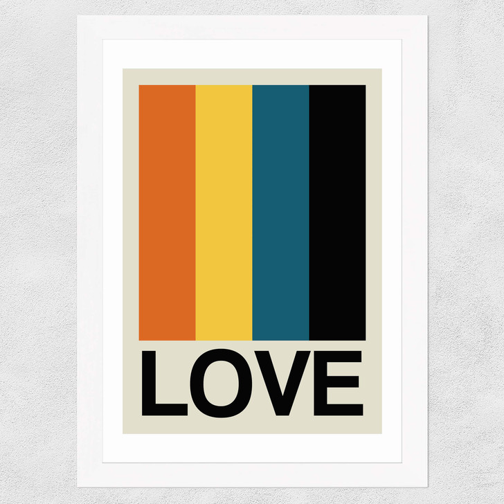 Retro Stripe LOVE Sundaze Wide White Frame