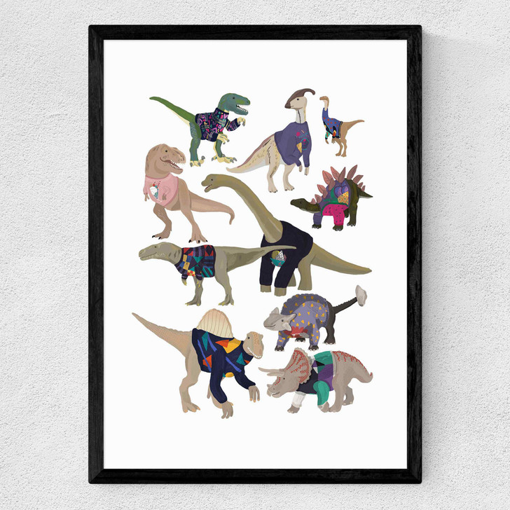 Dinosaurs in 80s Jumpers Medium Black Frame Dinosaurs in 80s Jumpers Medium Black Frame