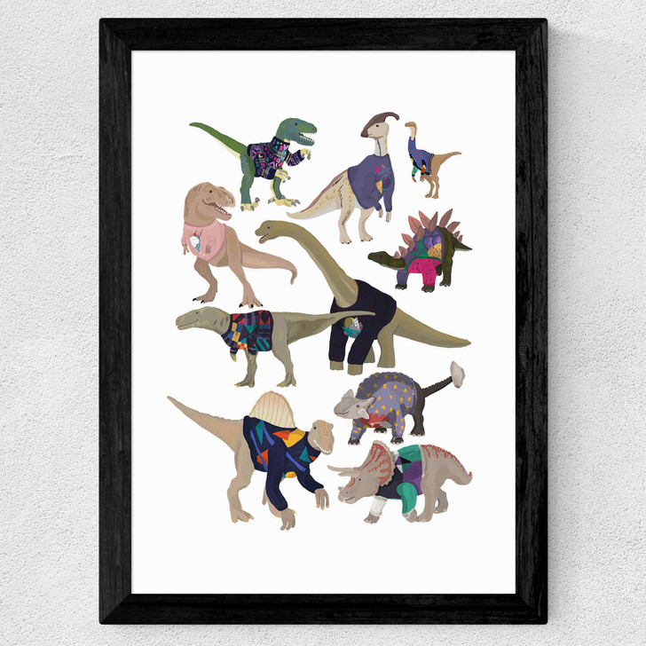 Dinosaurs in 80s Jumpers Wide Black Frame Dinosaurs in 80s Jumpers Wide Black Frame