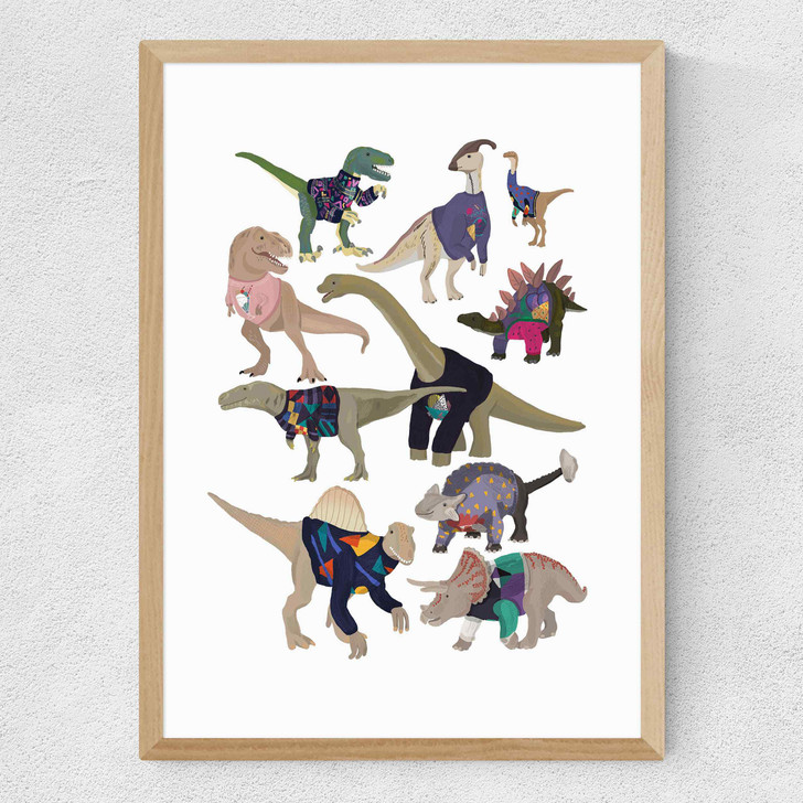Dinosaurs in 80s Jumpers Medium Oak Frame Dinosaurs in 80s Jumpers Medium Oak Frame