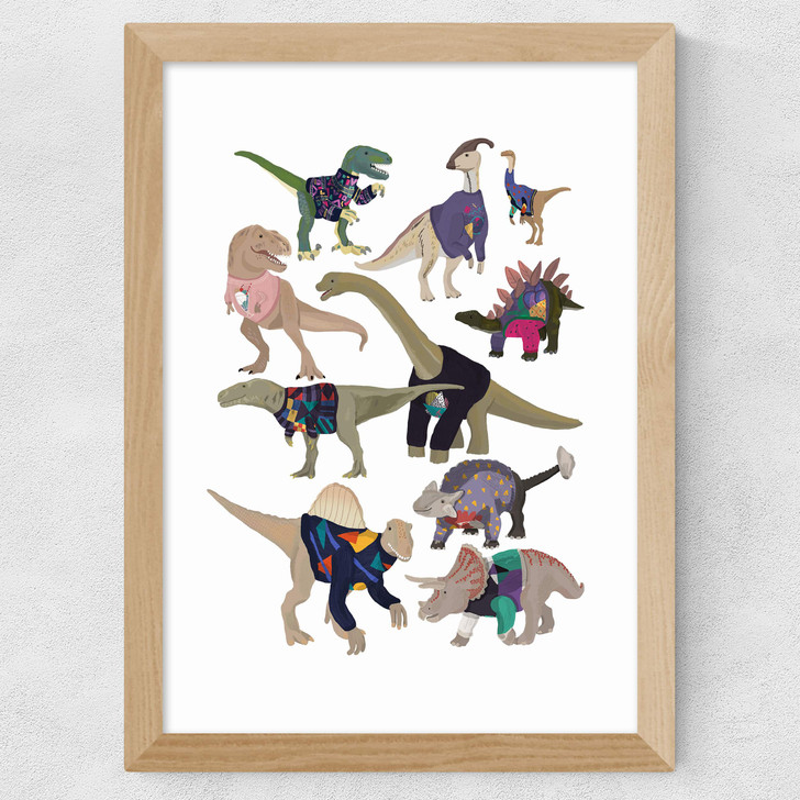 Dinosaurs in 80s Jumpers Wide Oak Frame Dinosaurs in 80s Jumpers Wide Oak Frame
