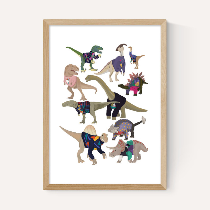 Dinosaurs in 80s Jumpers