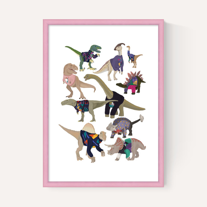 Dinosaurs in 80s Jumpers