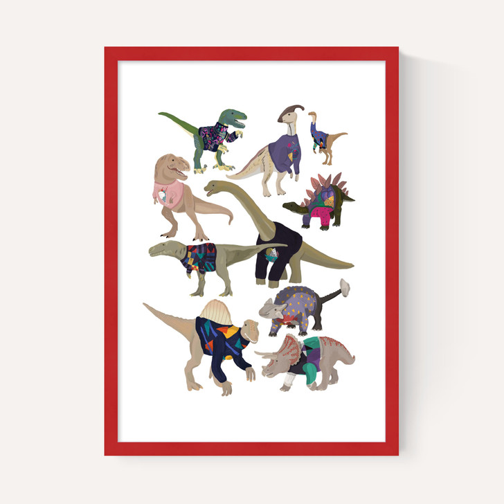Dinosaurs in 80s Jumpers