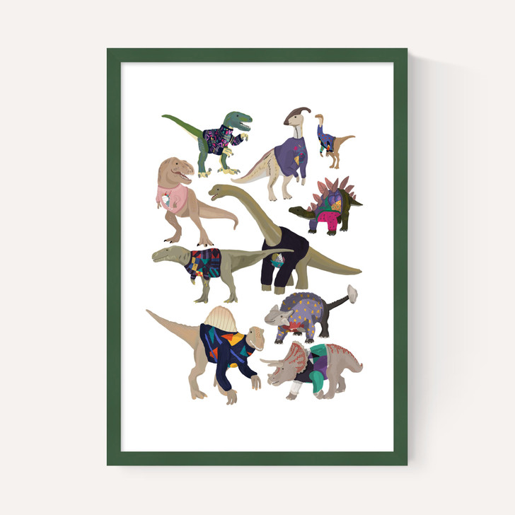 Dinosaurs in 80s Jumpers