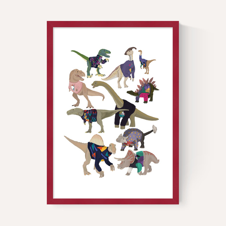 Dinosaurs in 80s Jumpers
