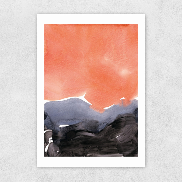 Orange Blue Graphite Unframed Print