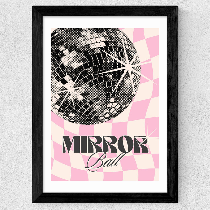 Retro Mirror Ball Wide Black Frame