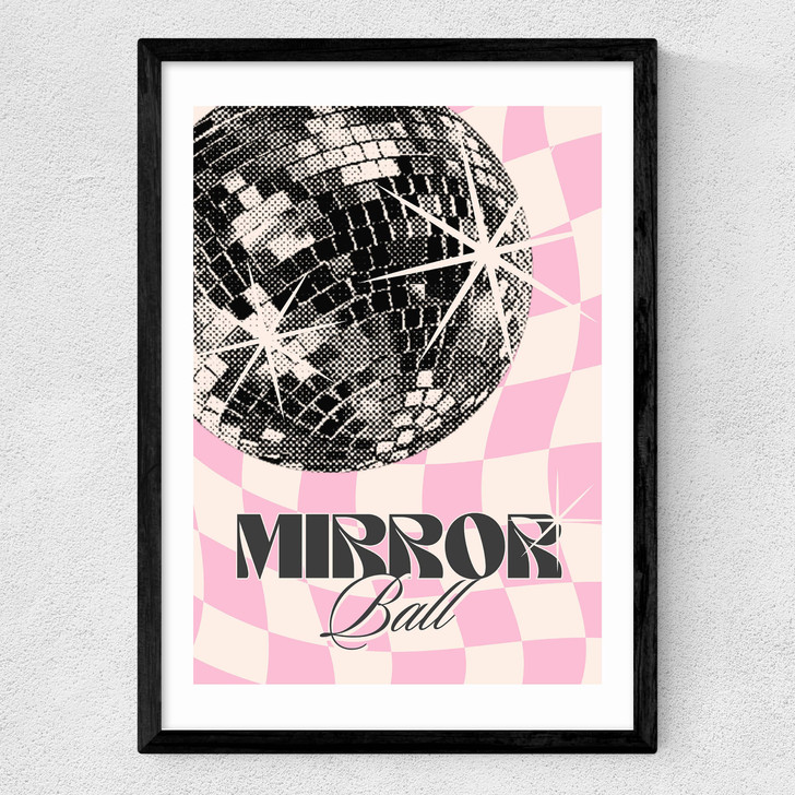 Retro Mirror Ball Medium Black Frame