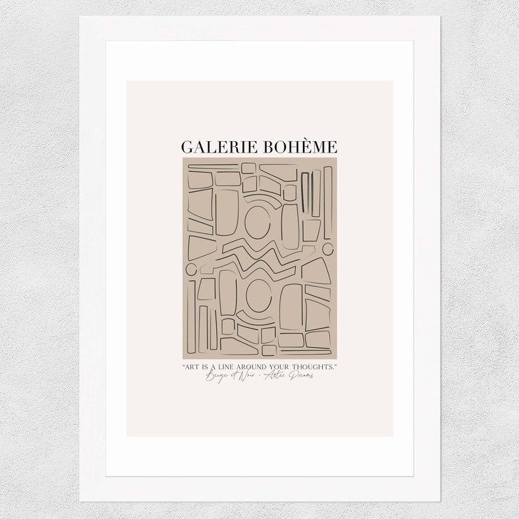 Aztec Beige Wide White Frame