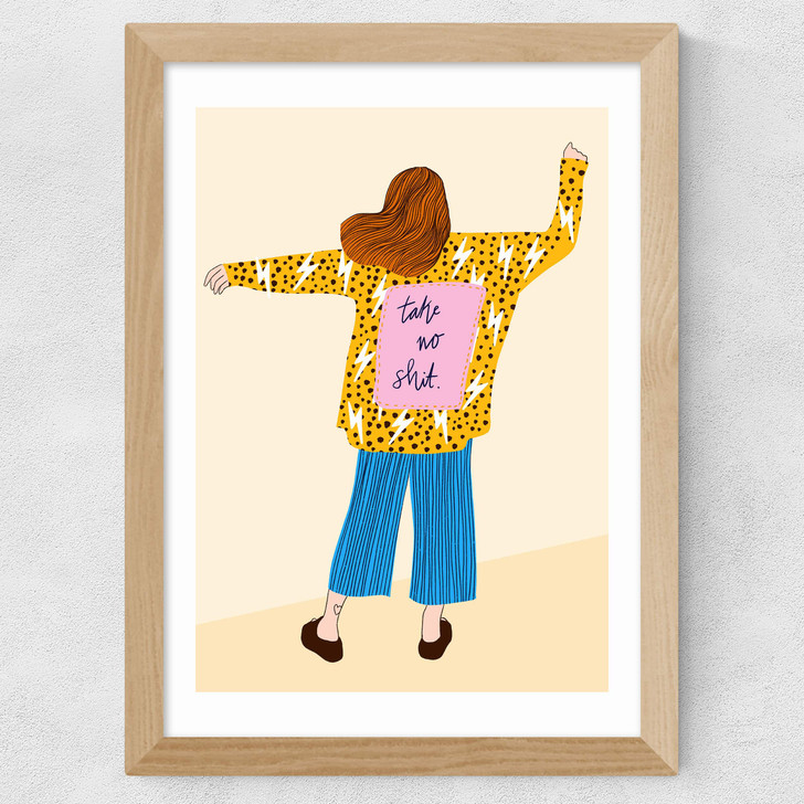 Take No Shit Wide Oak Frame