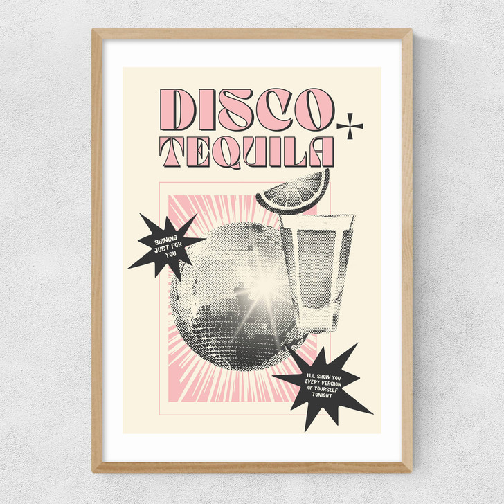 Disco Tequila Pink Narrow Oak Frame Disco Tequila Pink Narrow Oak Frame