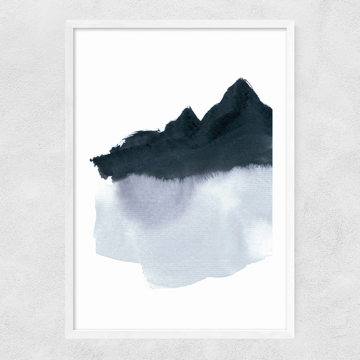 Mountain Scape Minimal Narrow White Frame