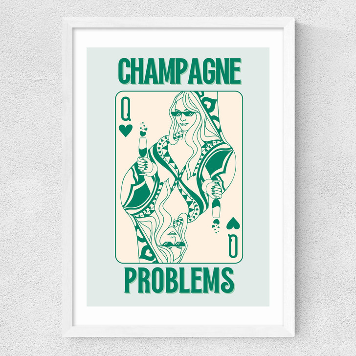 Champagne Problems Medium White Frame