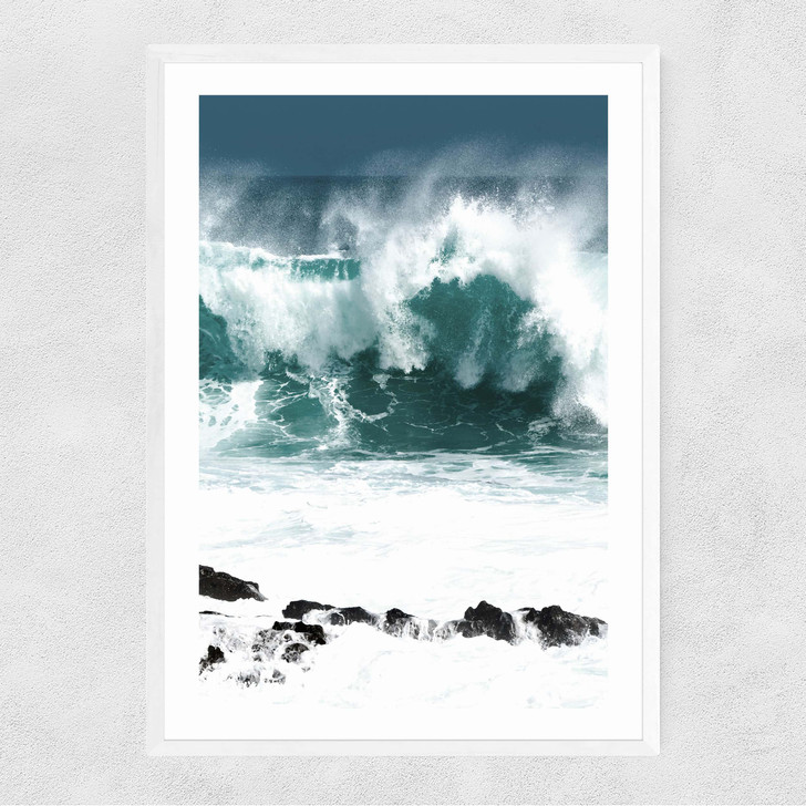 Rolling Waves Narrow White Frame