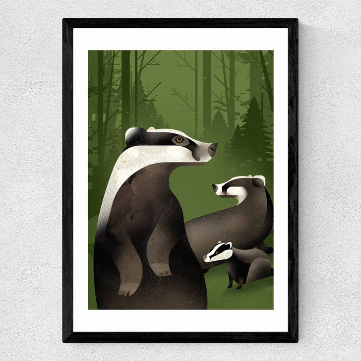 Badgers by Dieter Braun Medium Black Frame