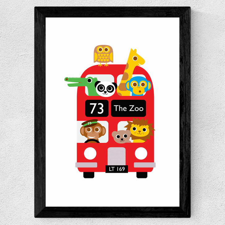 Dicky Bird - London Bus Zoo Wide Black Frame