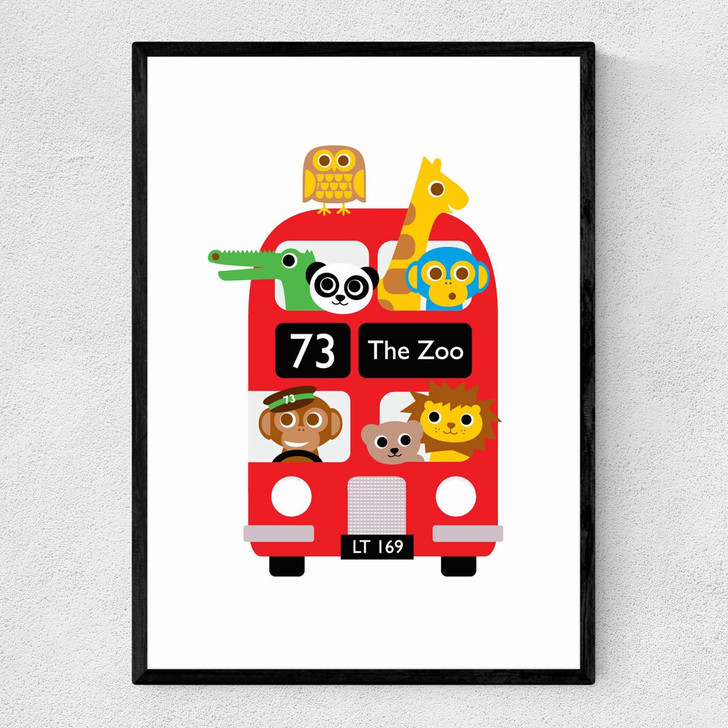 Dicky Bird - London Bus Zoo Narrow Black Frame